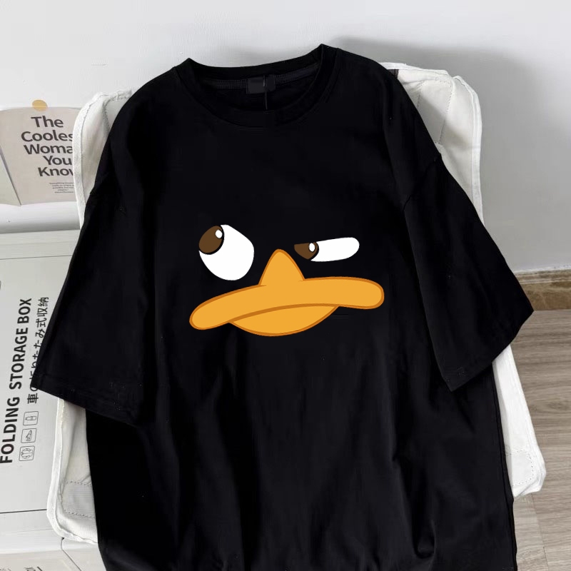 Amerika style women clothing | Oversized Crew Neck T-shirt 100% cotton | cartoon duck print  stylish casual tops y2k