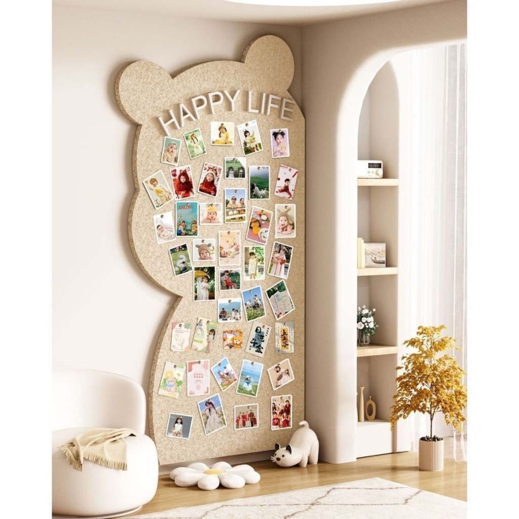 Adorable Bear Shape Felt Board | Large 24x47in Background Board for Photo Wall, Art Display, Home/Office Memo Board