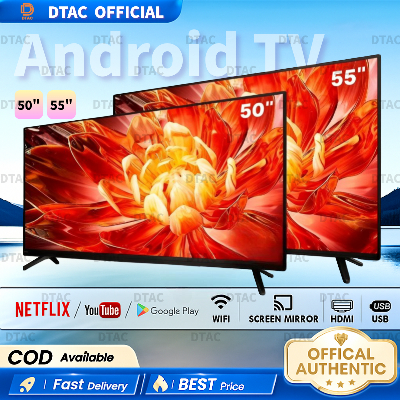 Tv Pintar Dtac Televisyen Smart LED 55 Inch Netflix  Hdmi Usb Android Goggle Tempred Glass Tv Murah