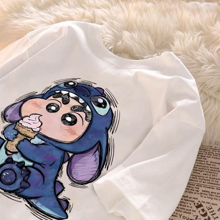 kumikumi Korean retro  Crayon Shin-chan Print oversized baggy T-shirt for women top