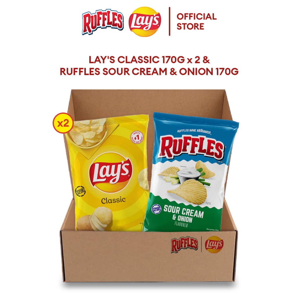 [Family Favourite Set] Lay's Classic 170g x 2 + Ruffles Sour Cream & Onion 170g