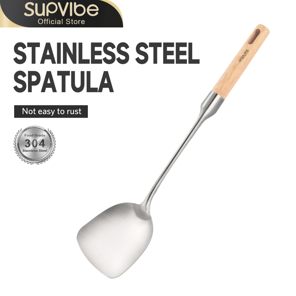 SUPVIBE 38.6CM Stainless Steel Spatul Kitchenware Utensil Smooth Wear-Resistant