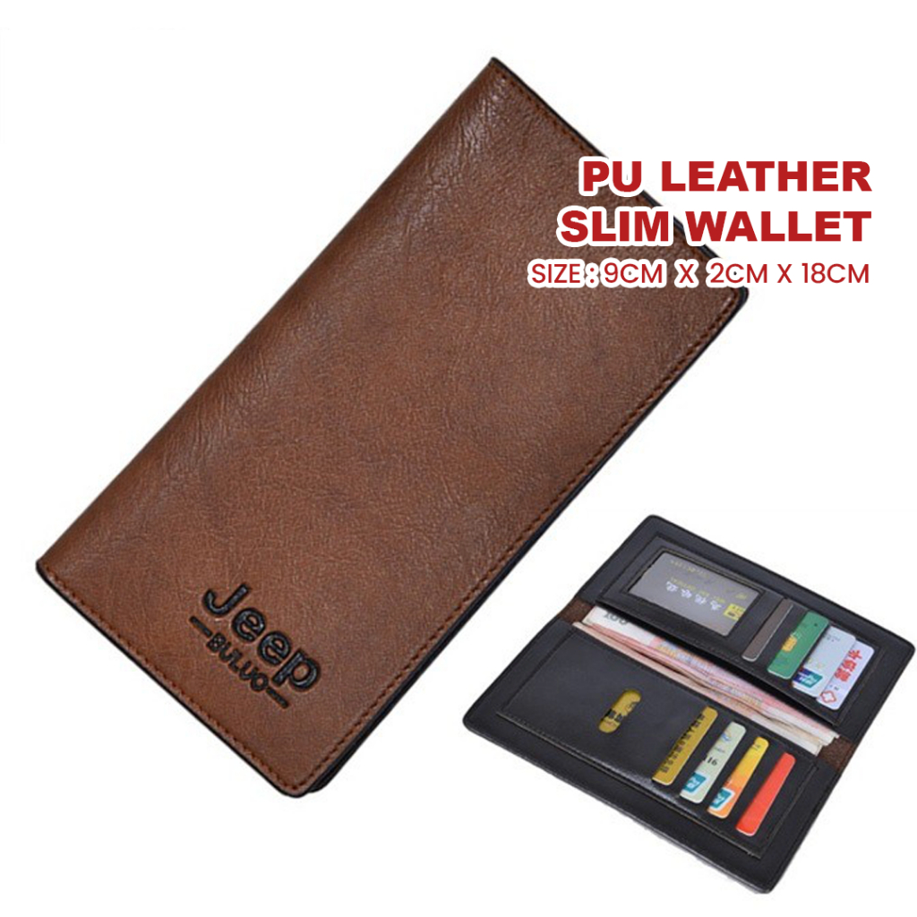 MILANDO Men Long Wallet Bifold PU Leather Slim Wallet Card Holder Clutch Bag Dompet Lelaki 钱包皮夹 (Type 3)