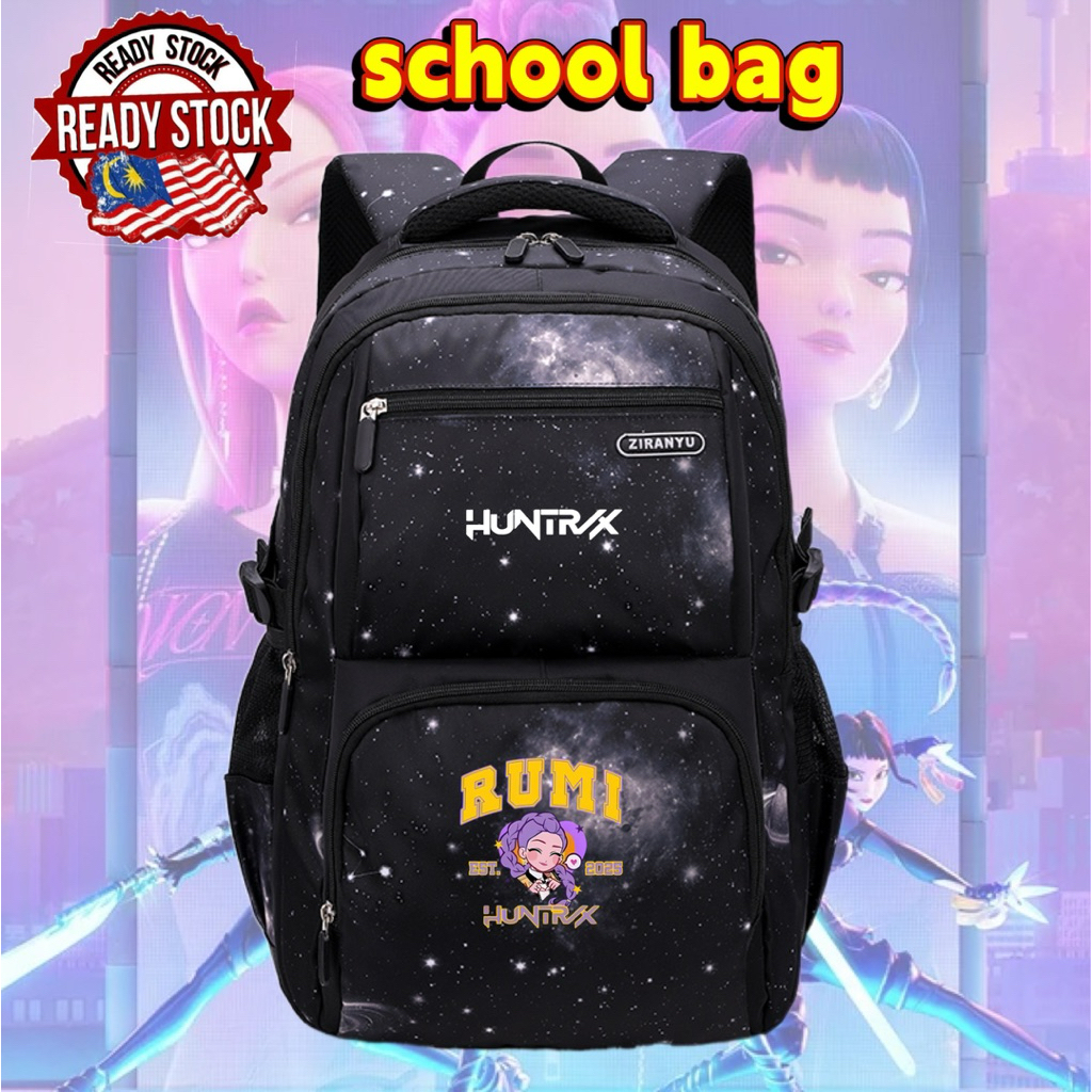 44CM Huntrix school bag premium quality Kpop demon hunter rumi beg sekolah