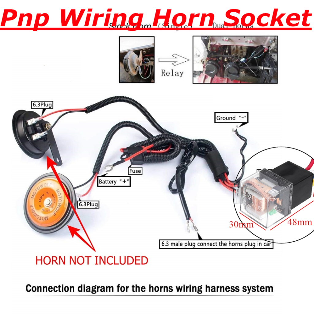 Car Speaker Dual Horn Wiring Harness Cable Relay Set BM Snail Hon Bunyi Kuat Wayar Honk Siput Kereta