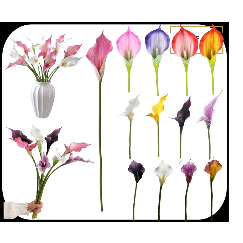 Parlait Double Head Eva Calla Lily Artificial Flower Wedding Home Office Decoration | Bunga Hiasan Tangan Mewah Murah