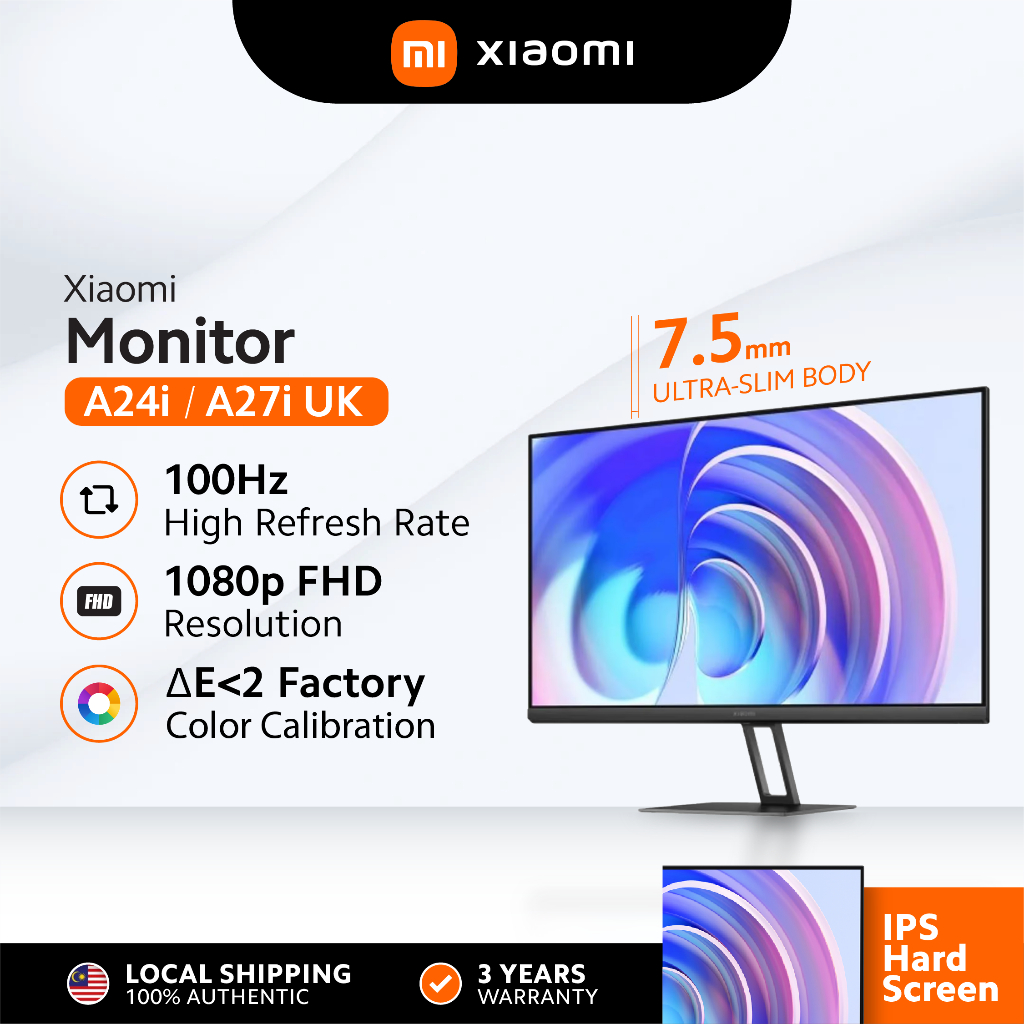 Xiaomi A24i & A27i Monitor | FHD IPS Panel | 100Hz Refresh Rate | 178° Wide Viewing Angle | 3-Years Warranty (24" & 27")