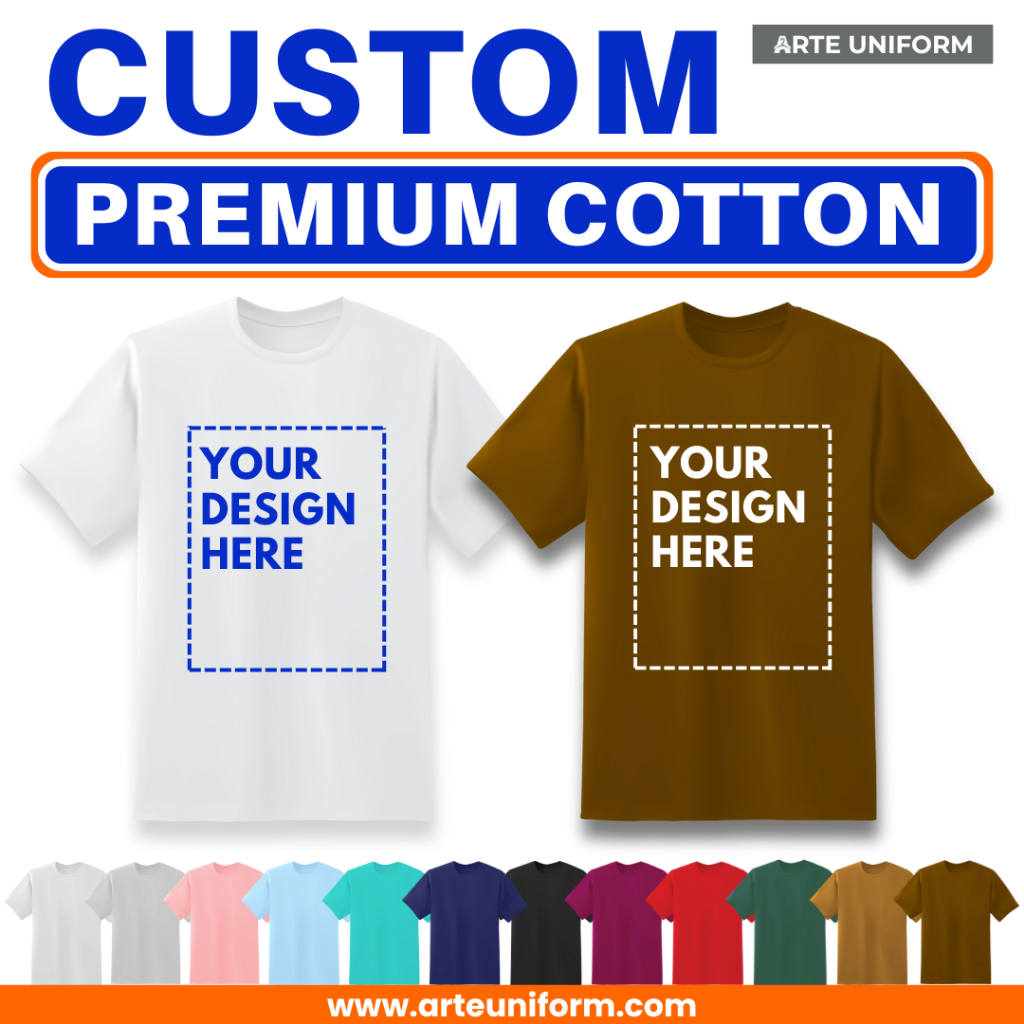 Custom Cotton T-Shirt Printing | Premium Cotton | Unisex Short Sleeve Round Neck Tshirt | Print Baju