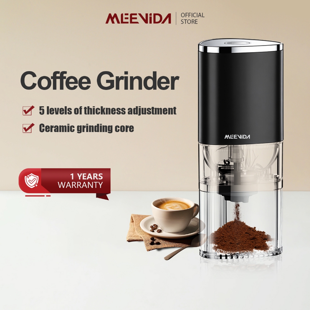 MEEVIDA Electric Grinder Coffee Bean Ceramic Grinding Core Household Professional Quantitative Formula