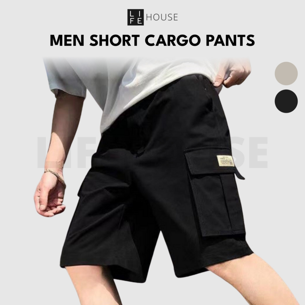 [1000COIN REBATE] Cargo Short Pants [S-2XL]  Elastic Waist Drawstring Men Shorts Seluar Pendek Lelaki Seluar Kargo Pants