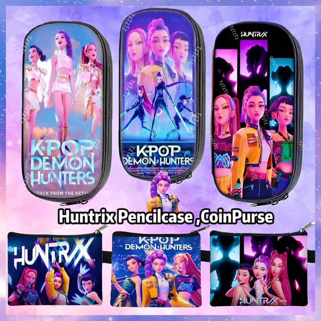 ??Huntrix Kpop demon hunter Kuromi Melody Pencil Case stationery box Coin purse wallet Primary school student pencil box