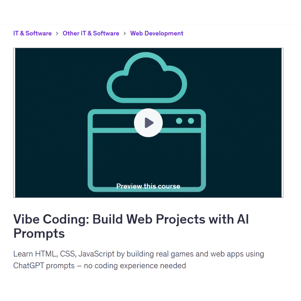 Vibe Coding Video Course- Vibe Coding: Build Web Projects with AI Prompts | Coding With Ai Coding Video Lessons