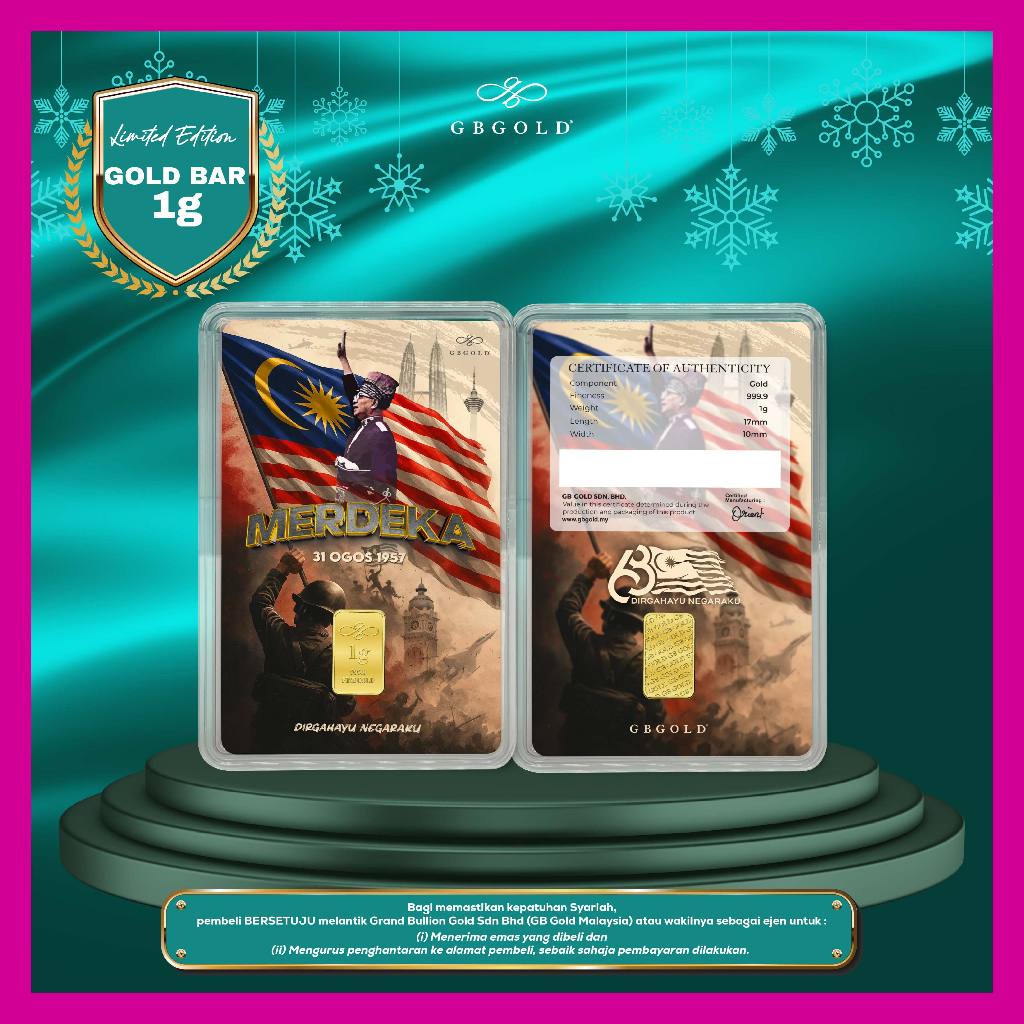 GB GOLD 68 Merdeka Brown GoldBar 1g (Emas 999.9)