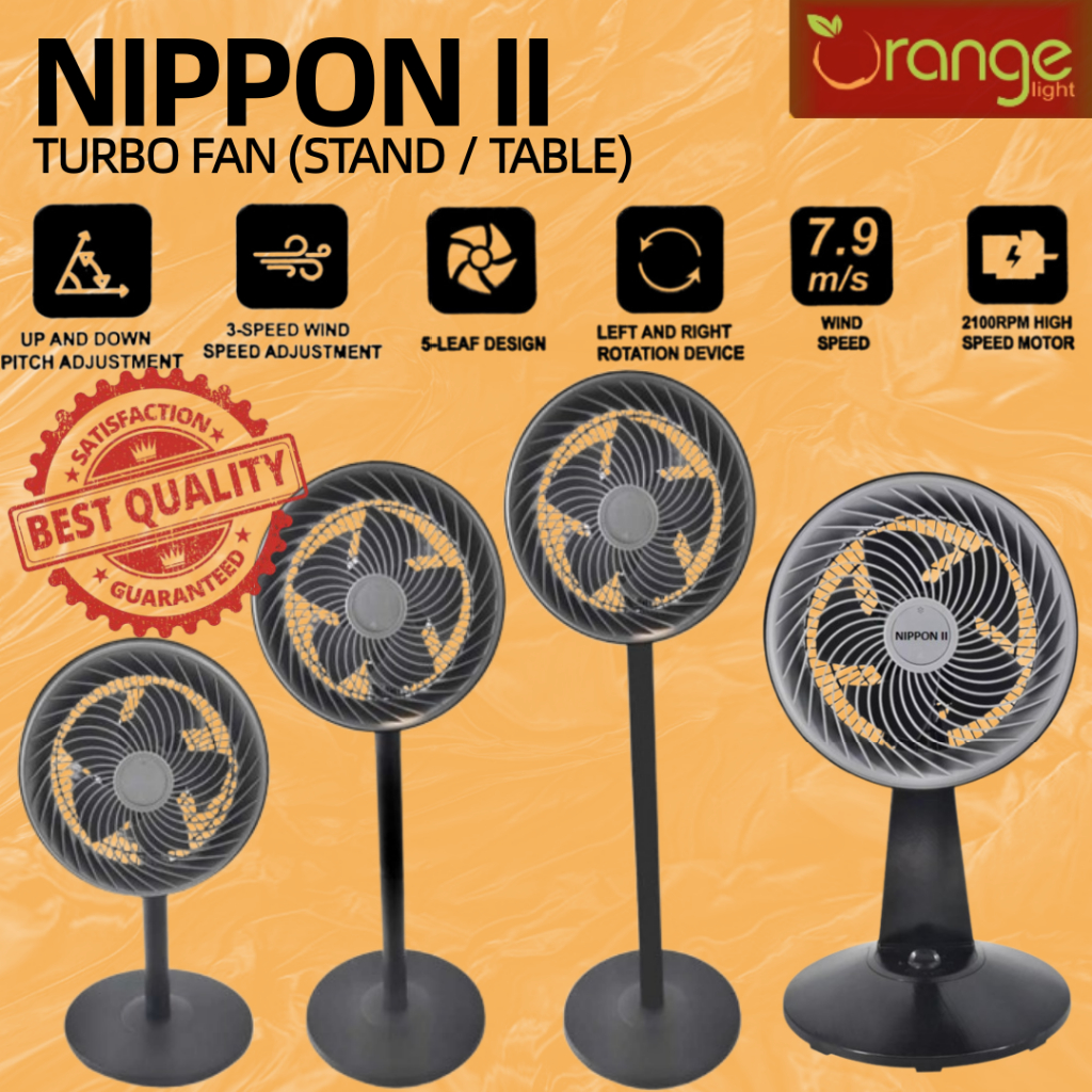 NIPPON II- TSF-900 9" TURBO STAND FAN/ TABLE FAN / ADJUSTABLE HEIGHT FAN /KIPAS BERDIRI / KIPAS MEJA