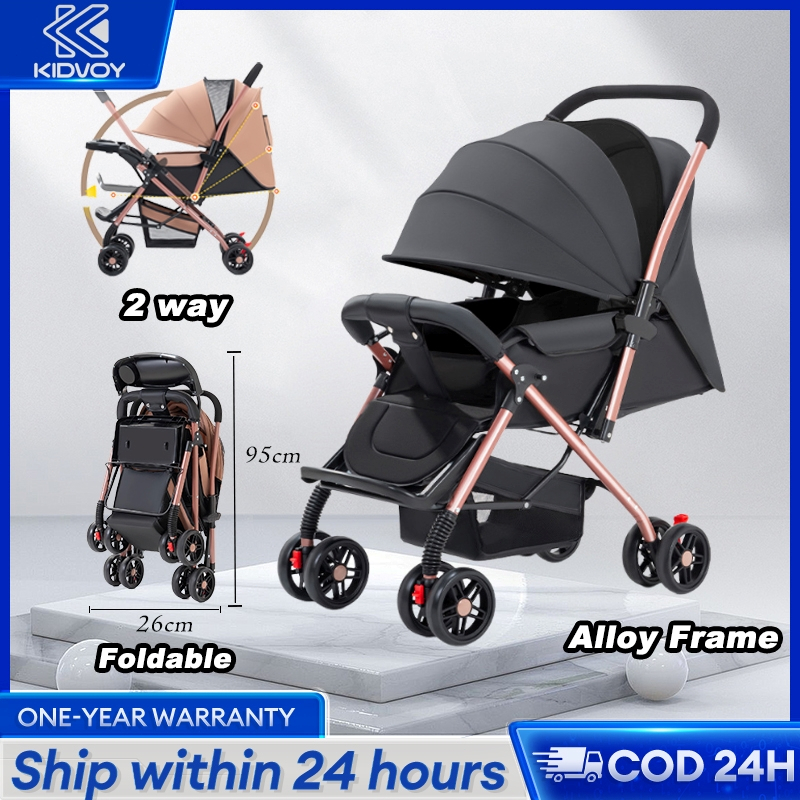 Baby stroller With tray and soft cushion Foldable Alloy frame 2 way design Shipped in carton