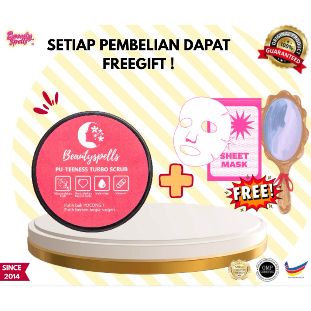 FREEGIFT 🎁💯ORIGINAL ! SCRUB PEMUTIH & MEMBERSIH - Puteeness Turbo Scrub ( Scrub Mutiara Asli )