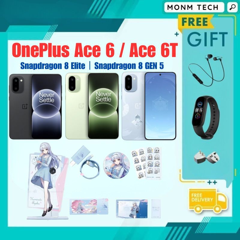 OnePlus Ace 6T / One Plus Ace 6 AMOLED 165Hz Snapdragon 8 Elite ColorOS 50 MP 7800 mAh 120W wired SmartPhone