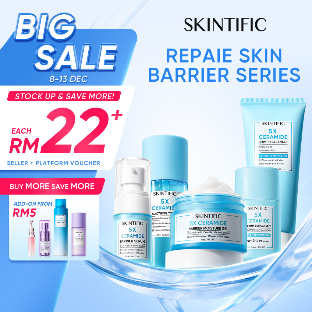【5X Repairing Series】SKINTIFIC 5X Ceramide Skin Moisturiser Barrier Repair Moisturizer Moisturizer+Serrum+Cleanser+Toner