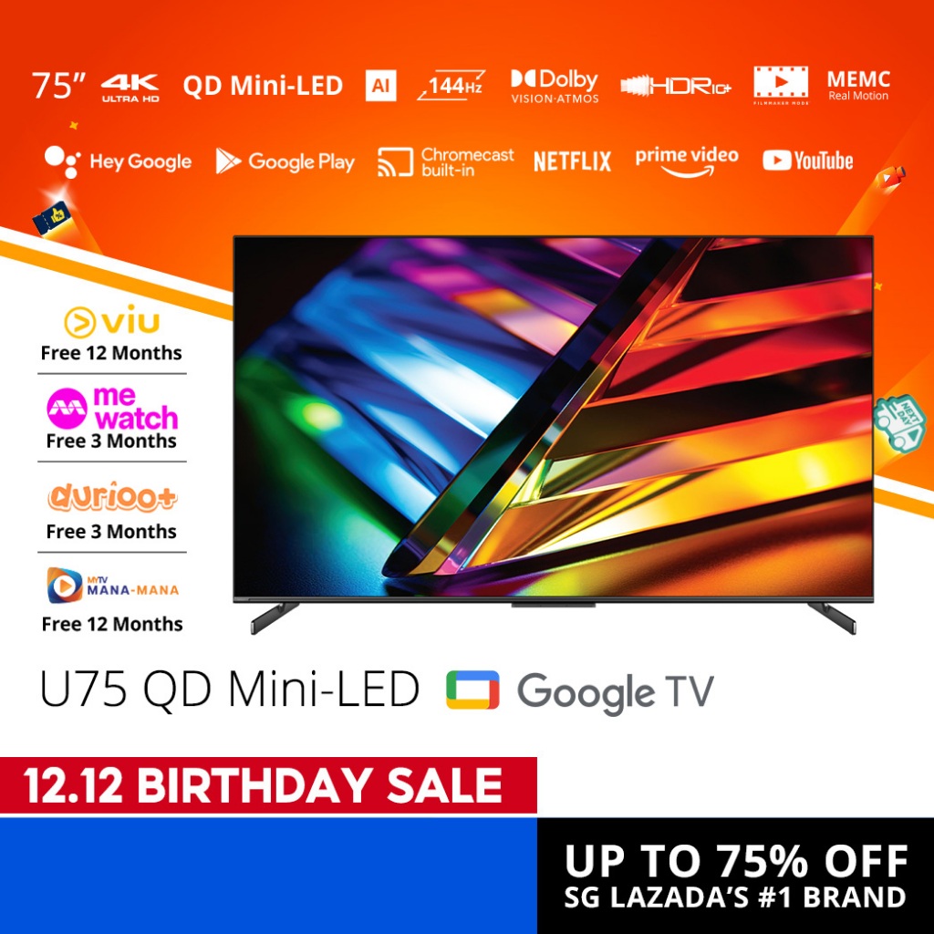 PRISM+ U75 QD Mini-LED 4K UHD HDR10+ AI Google TV 75 inch