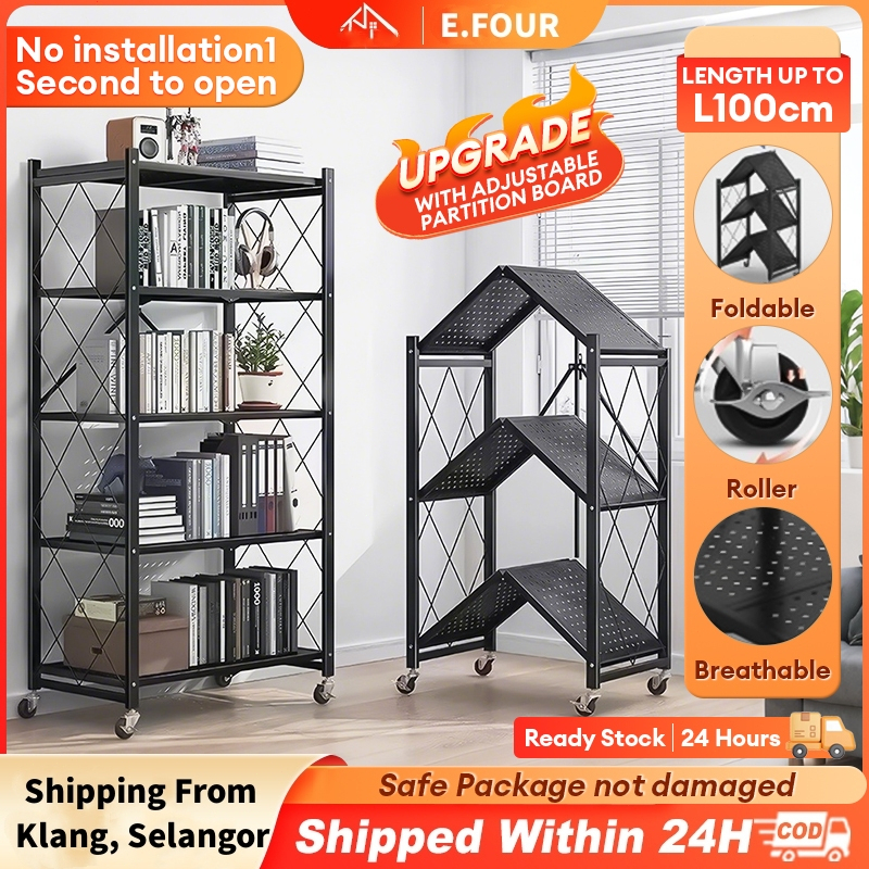 Foldable Storage Rack Rak Dapur Serbaguna Kitchen Rack Kitchen Cabinet Shelf Rak Besi Bertingkat折叠架子