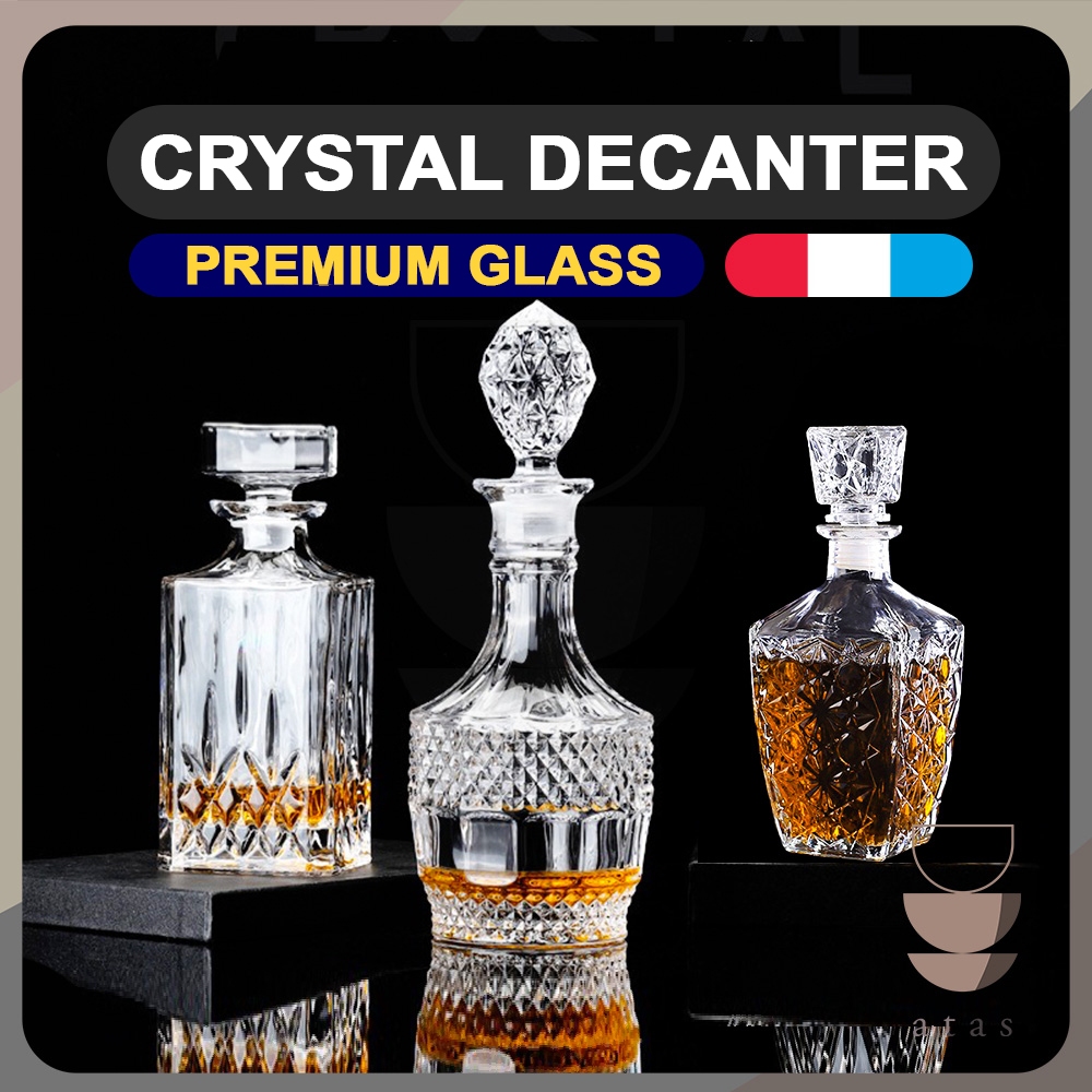 ATAS European Transparent Glass Whiskey Decanter Whisky Bottle Liquor Flask Sealed 威士忌玻璃瓶