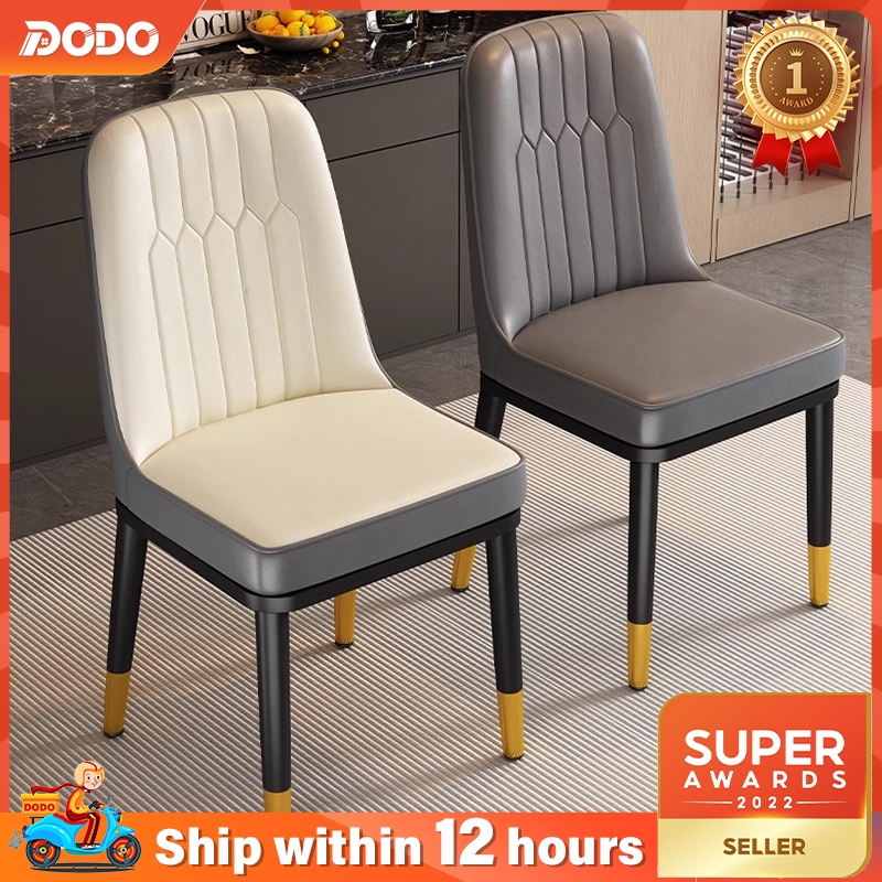 Leather Dining Chair Modern Luxury Backrest Chair Soft Cushion Cafe Chair Dressing Chair kerusi makan 餐椅/椅子
