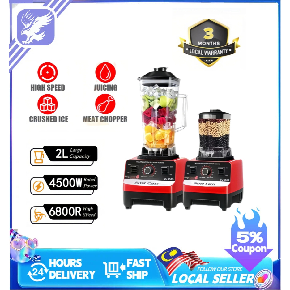 2L/3L Heavy Duty Blender 4500W Multipurpose Mixer Electric Juiser Food Processor Mesin Pengisar Ais Smoothies Crusher榨汁機