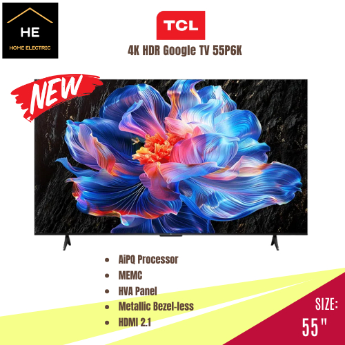 TCL 55" 4K HDR10 Google DLED TV AiPQ Processor / 55P6K