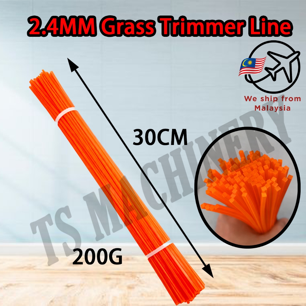Trimmer line brush cutter grass trimmer string square nylon 2.4mm tali mesin rumput tali potong rumput