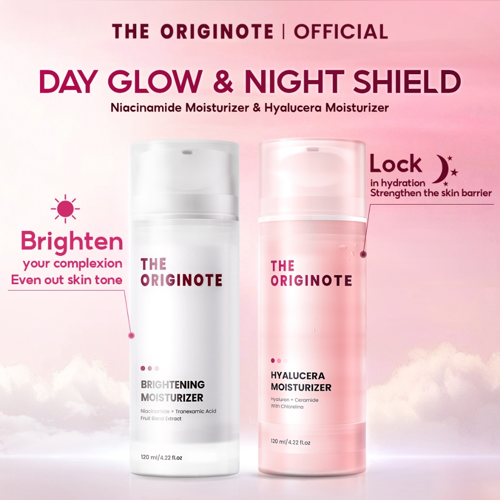 The Originote Bundle 2in1 Niacinamide Brightening Moisturizer 120m +Hyalucera Moisturizer 120ml Big Size Day & Night
