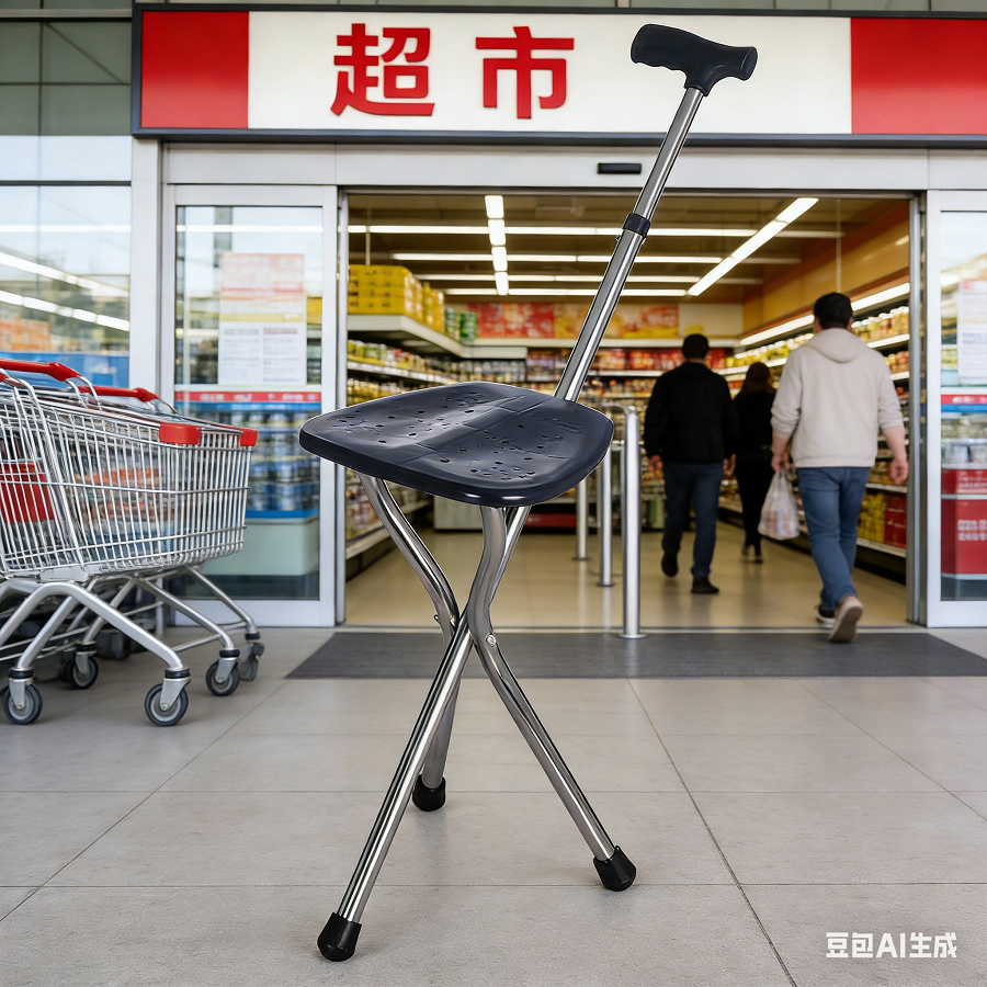 Walking Cane Stool Folding Walking Cane Chair、Foldable walking stick for elderly、tongkat kaki 4、拐杖椅子、tongkat orang tua