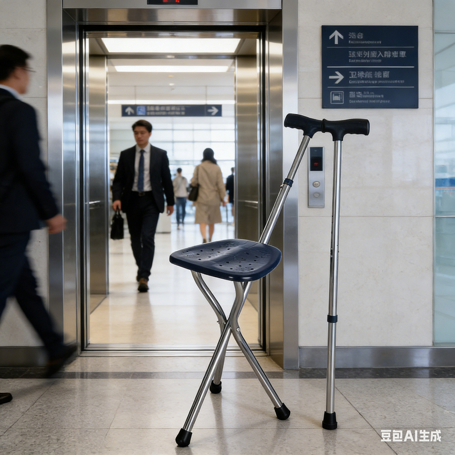 Walking Cane Stool Folding Walking Cane Chair、Foldable walking stick for elderly、tongkat kaki 4、拐杖椅子、tongkat orang tua