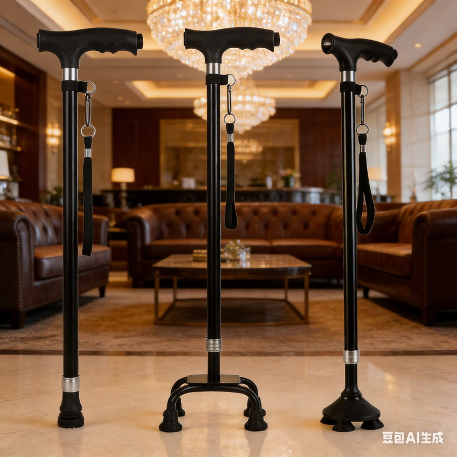 Elderly anti slip four legged walking cane、Foldable walking stick for elderly、tongkat kaki 4、拐杖椅子、tongkat orang tua