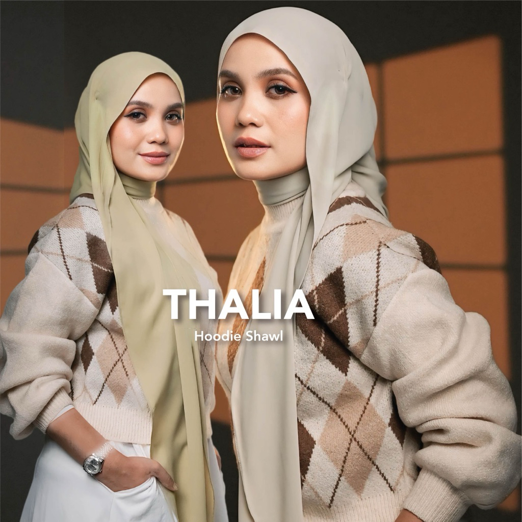 [THE GRANDAHLIA] -THALIA Hoodie Korean Chiffon 2m| Tak Jarang| Trendy Shawl Easy Wear| Viral Colours
