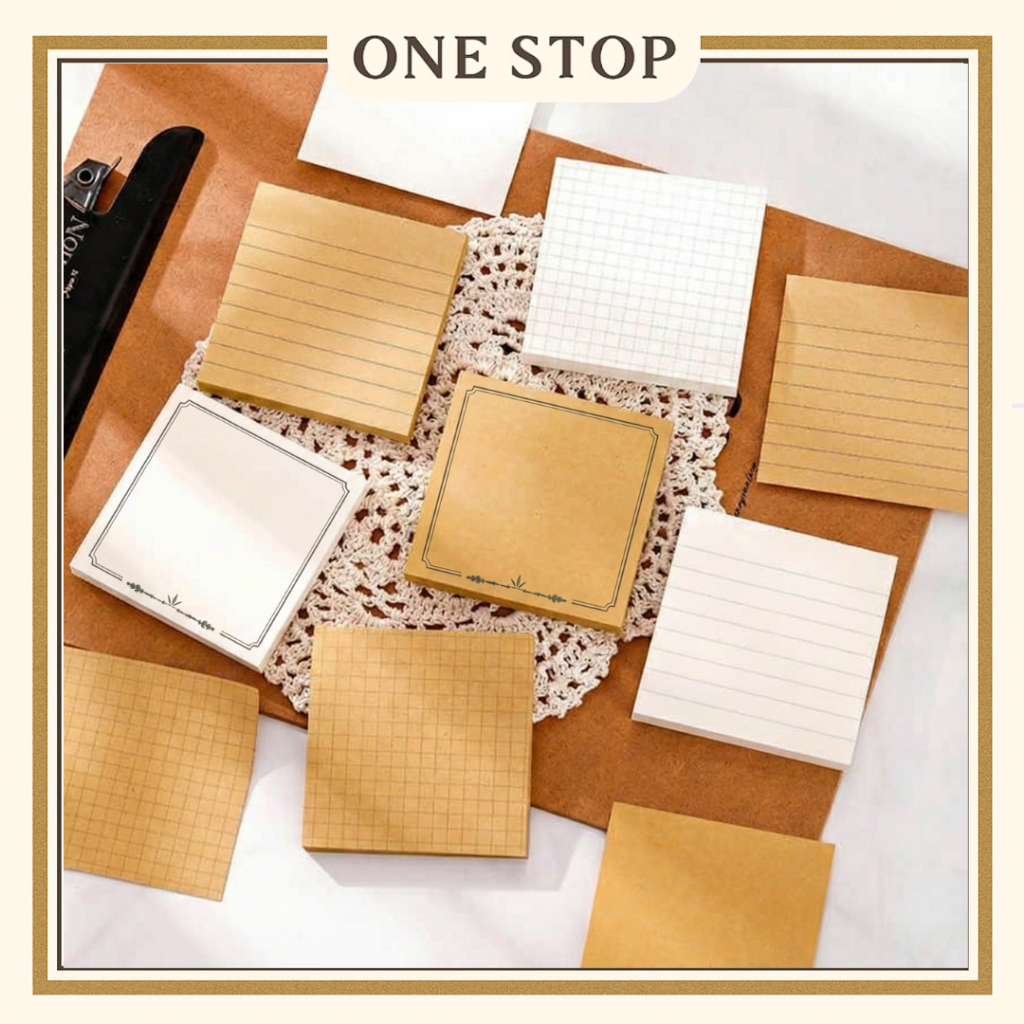 Sticky Notes Vintage Kraft & White Square 80 Sheets for Study Office Planner Back to School Offer
