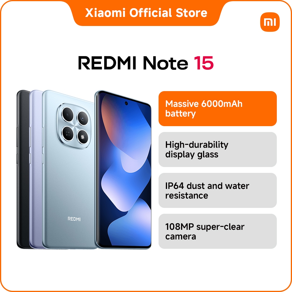 New REDMI Note 15 Smartphone |8GB+256GB, Massive 6000mAh battery, High-durability display glass
