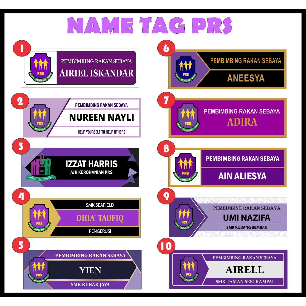 NAME TAG PRS/PENGAWAS/PSS/KETUA KELAS