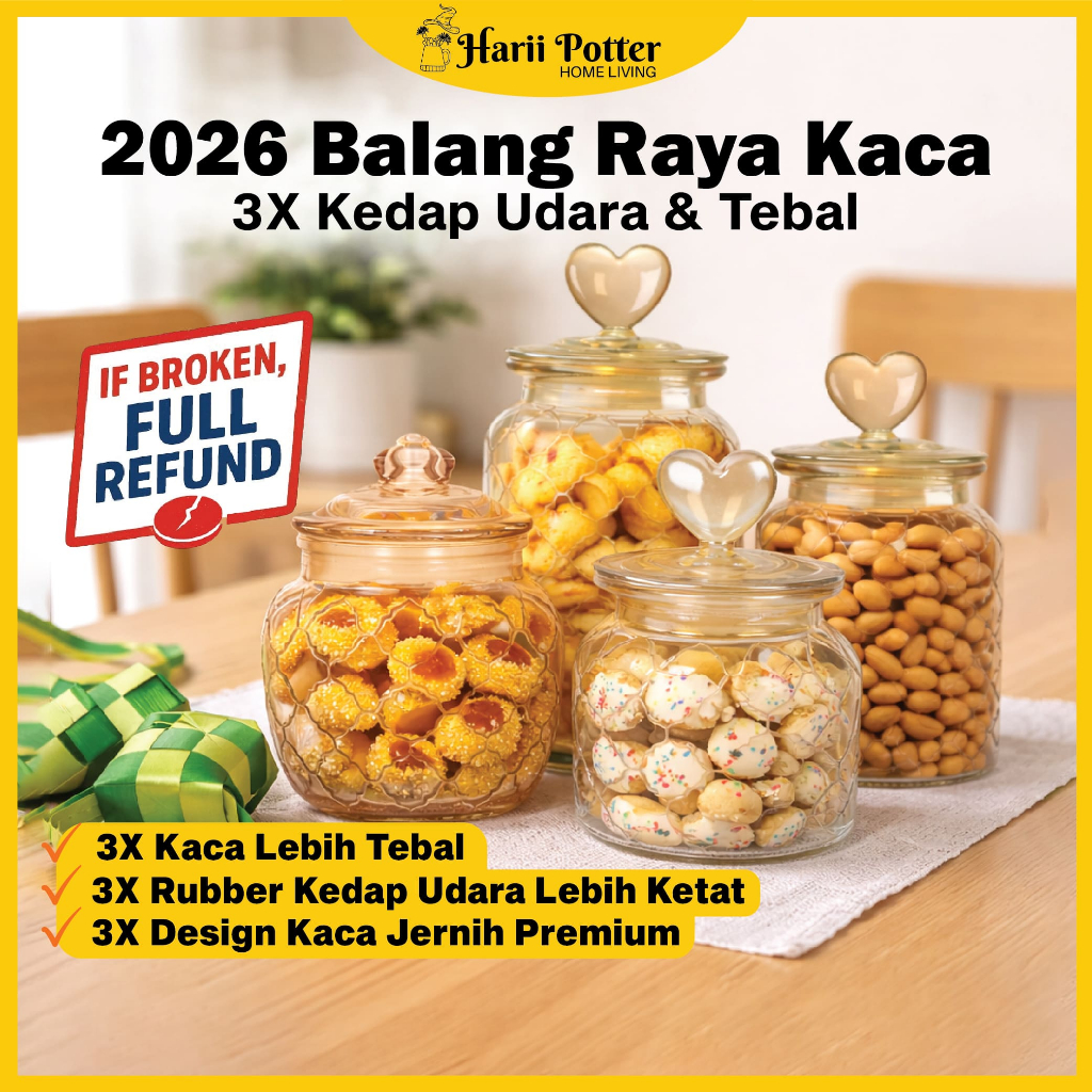 Bekas Kuih Raya Set Viral 2026 Set Balang Kuih Raya Kedap Udara Balang Kaca Bekas Kuih Kedap Udara Bekas Biskut Raya