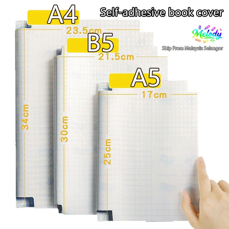 10Pcs A5/B5/A4 Self-Adhesive Transparent Frosted Book Covers, Waterproof Eco-Friendly for Students