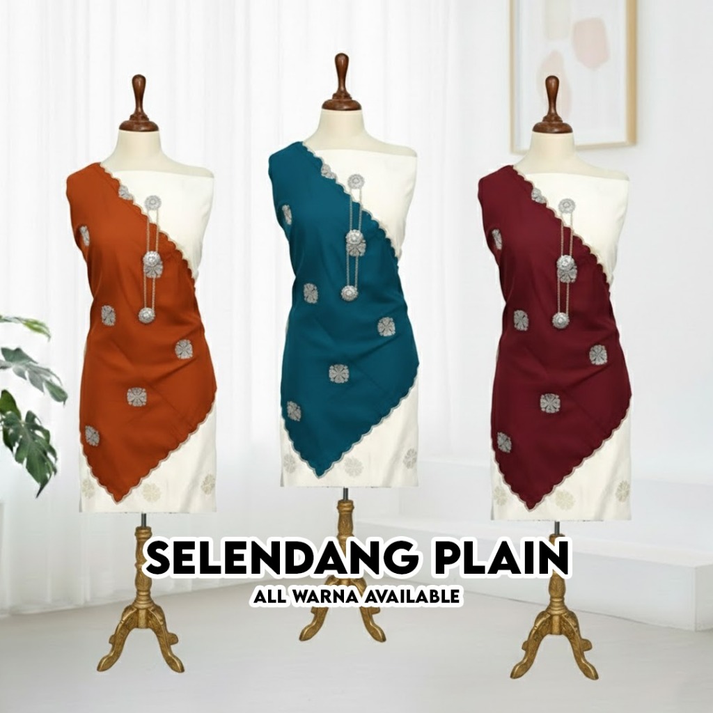 SongketTraditional Selendang plain shawl Songket plain | Patterned Songket | plain Scarf