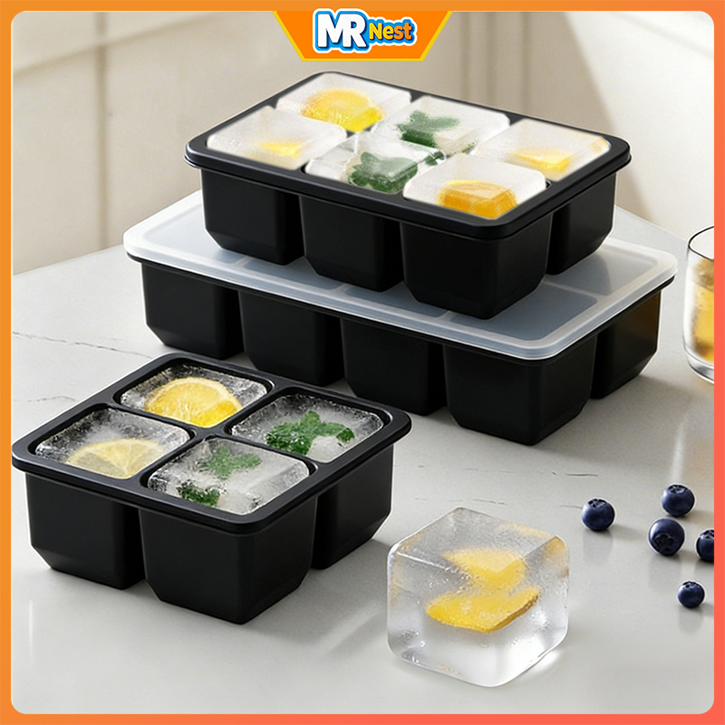 4-6-8 Grids Big Ice Cube Mold - Silicone Pudding Ice Tray - Large Square Ice Lattice Mould Kitchen Bar Accessories