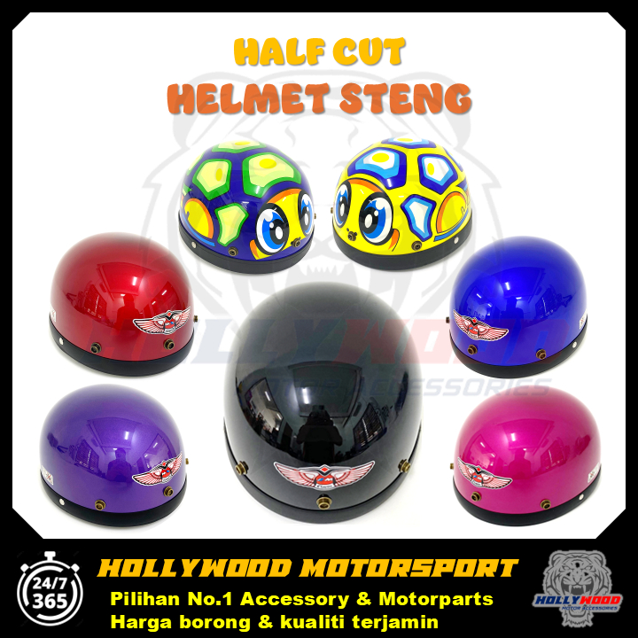 HELMET STENG HALF CUT KURA-KURA TOPI KELEDAR ORIGINAL VISOR BOGO BIKKO TINTED SIANG MALAM
