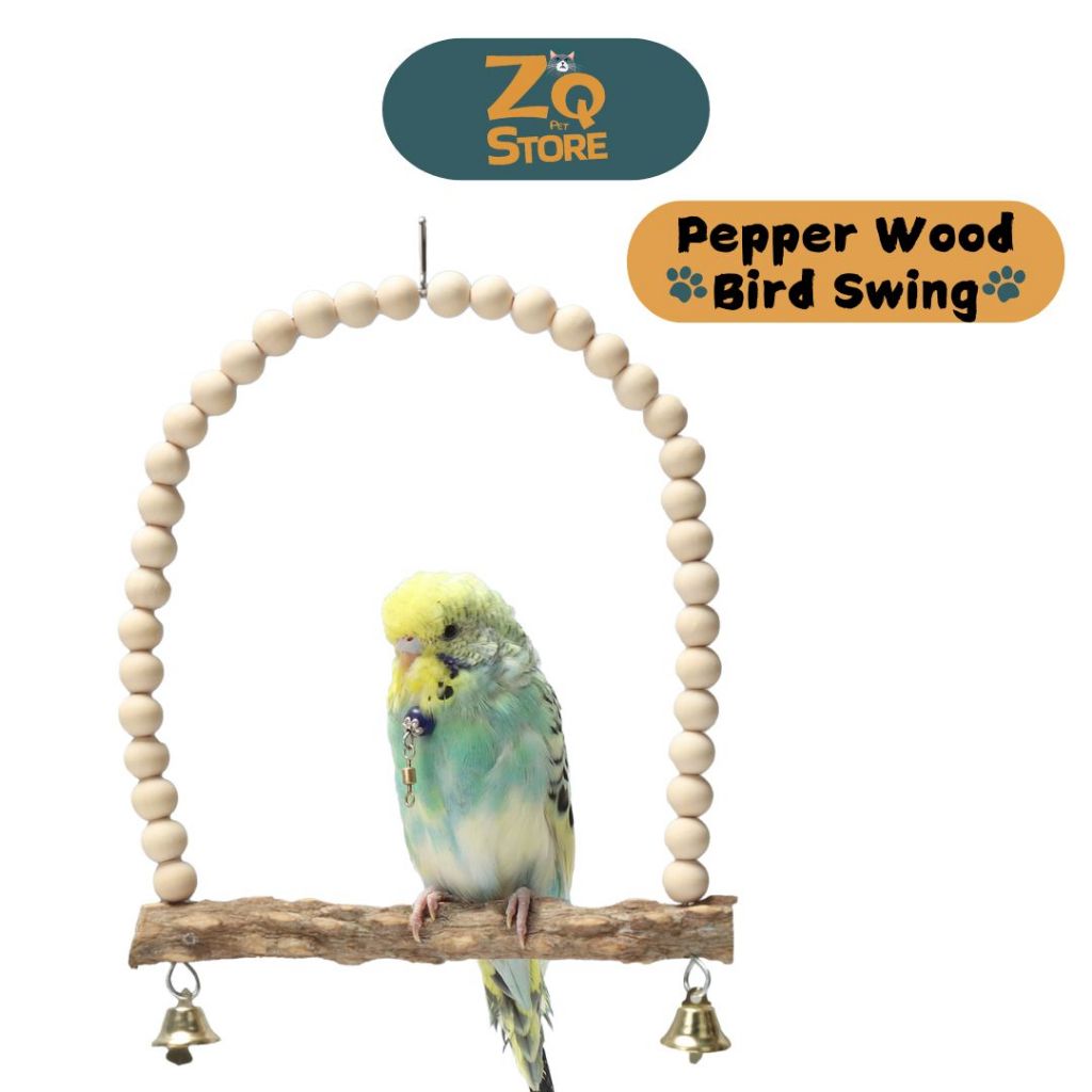 ( ZQ DREAMSCAPE ) Bird Parrot Pepper Wood Swing Ayunan Burung Kayu Lada 鹦鹉花椒木秋千 鸟类秋千