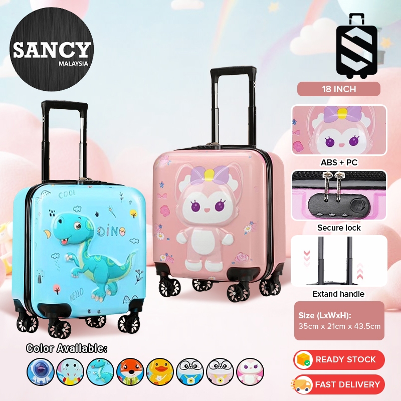 SANCY 18 Inch Childrens Travel Luggage Universal Wheel Suitcase 3D Cartoon Trolley Case With Security Lock