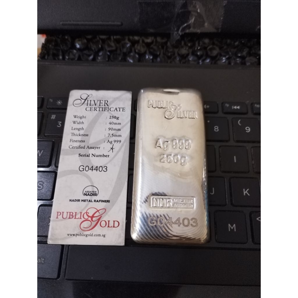 Silver Bar 999 250 Gram Public Gold