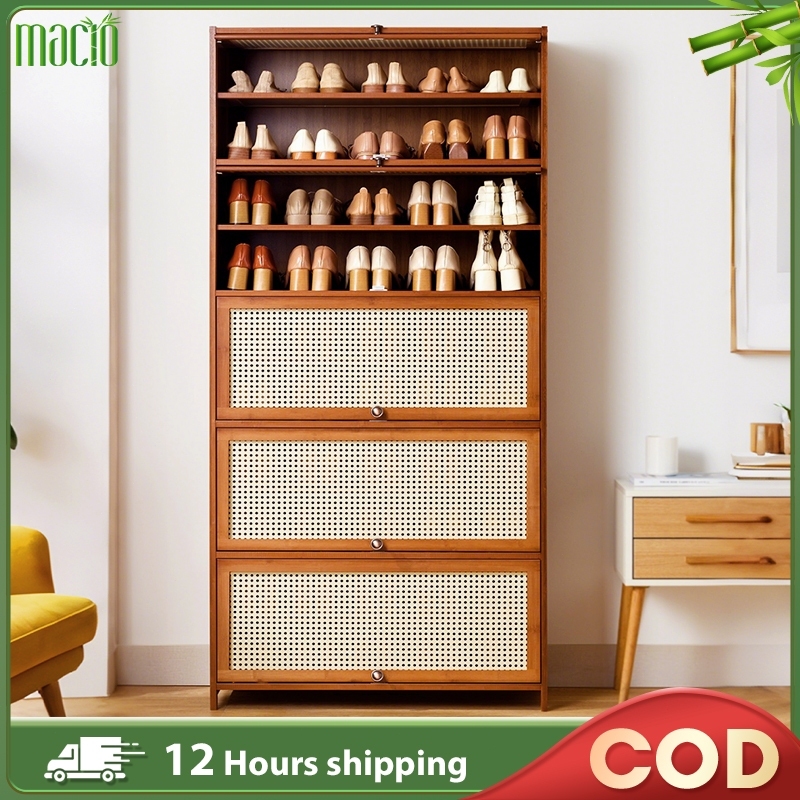 Hot Sales Bamboo Shoe Cabinet 5/7/9/11 Layers Large-Capacity Rak Kasut Bertutup Almari Kasut 鞋柜