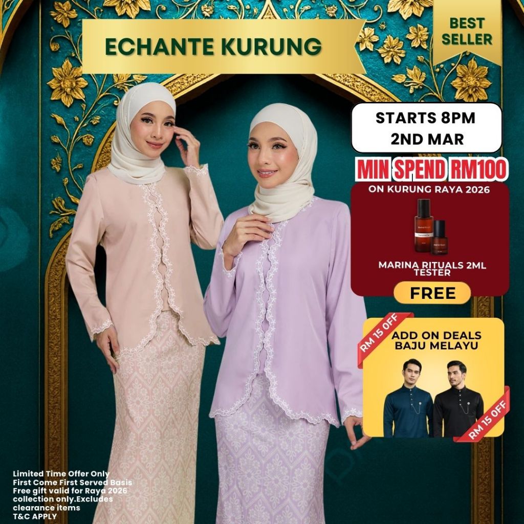 ZOE ARISAH Echante Kurung Kebaya Modern Printed Baju Raya 2026 Silk Moden Embroidery Sulam Edisi Baru Wanita ZOE ARISSA