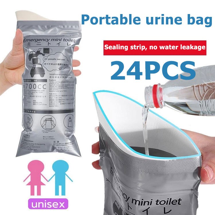 24pcs (700ml) portable emergency pee bags, suitable for outdoor activities and traffic jams, unisex.
