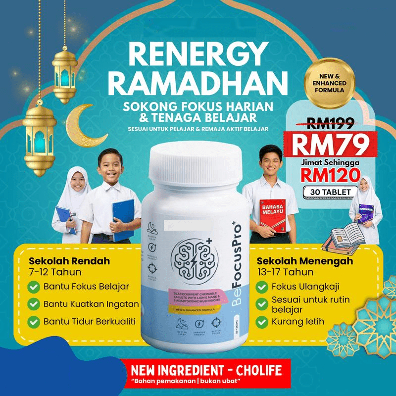 Bantu Tidur Lena, Lebih Bertenaga & Kekal Fokus 30 tablets | Dengan Lion’s Mane , Cordyceps & Ginkgo Biloba, Cholife