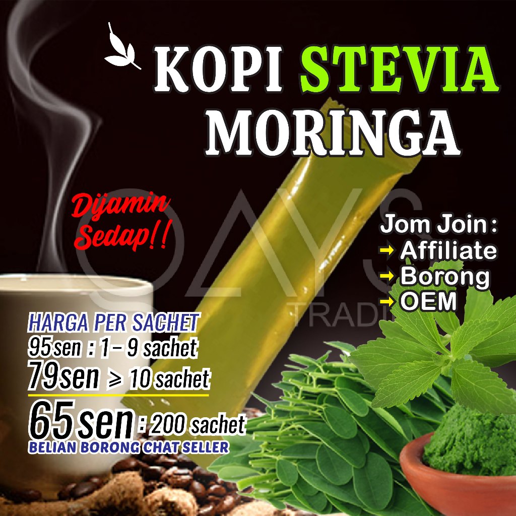 Lelong M4 Kopi Stevia Moringa Brand Popular & Sedap